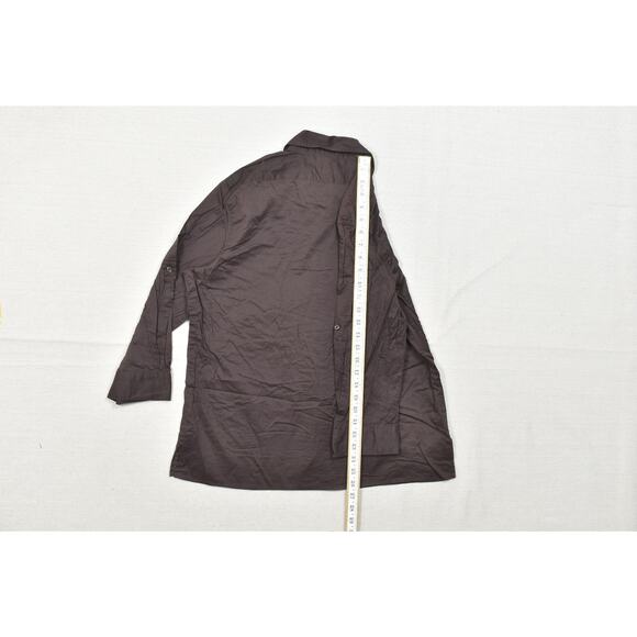 Chico's Brown 100% Cotton Long Sleeve Button-Down Top Size 2 - Picture 5 of 8